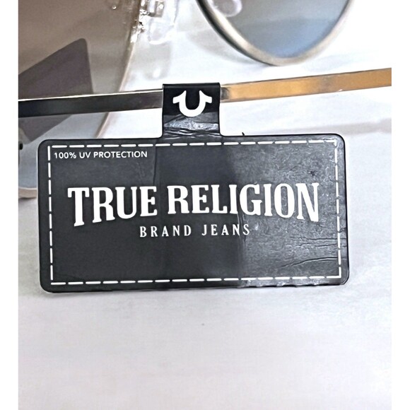 True Religion Aviator Sunglasses 2-Tone Blue/Amber Lens Gold Frame NEW main image 6